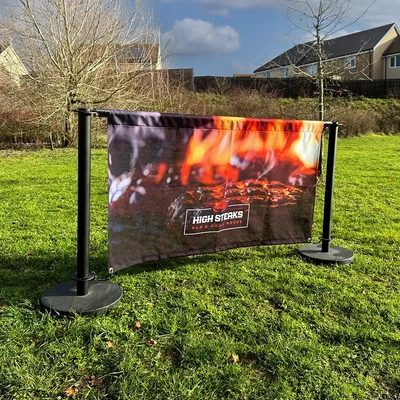 Cafe Barrier With Fabric Mesh Polyester